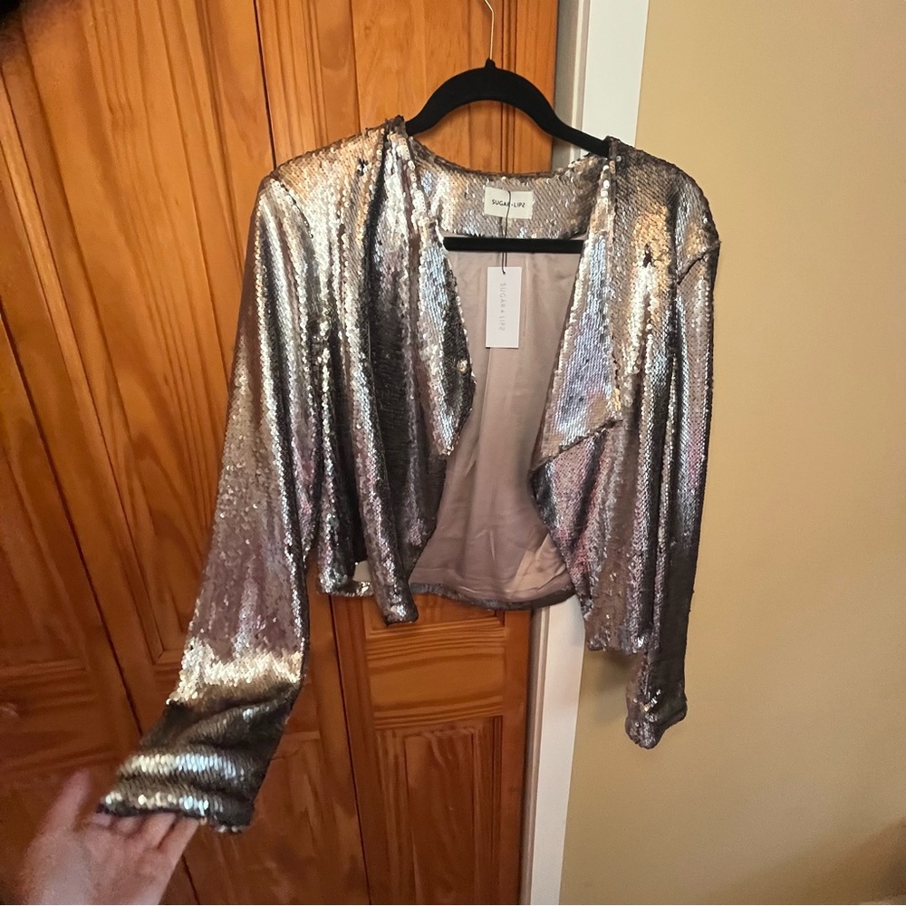 NWT Sugarlips Metallic Sequin Jacket Size L